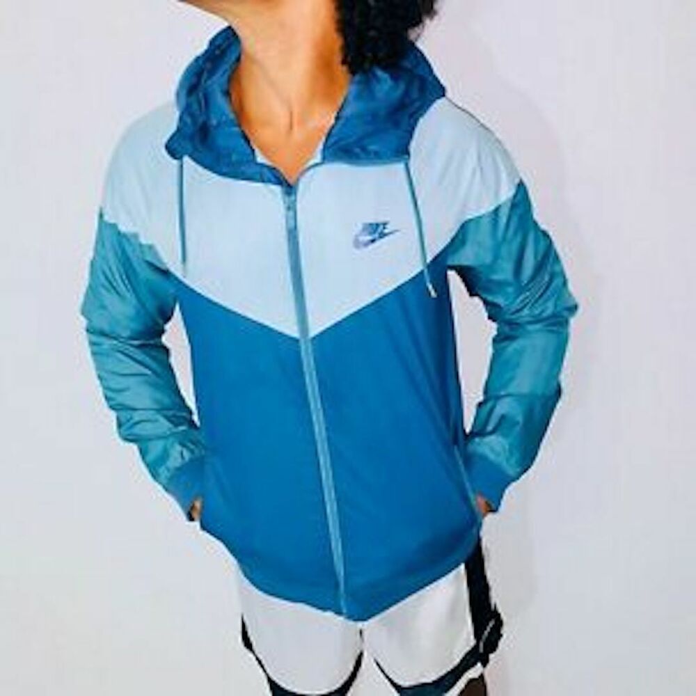 Nike Vintage Rare Windrunner Jacket Windbreaker Nylon Glanz Gray Blue Green S